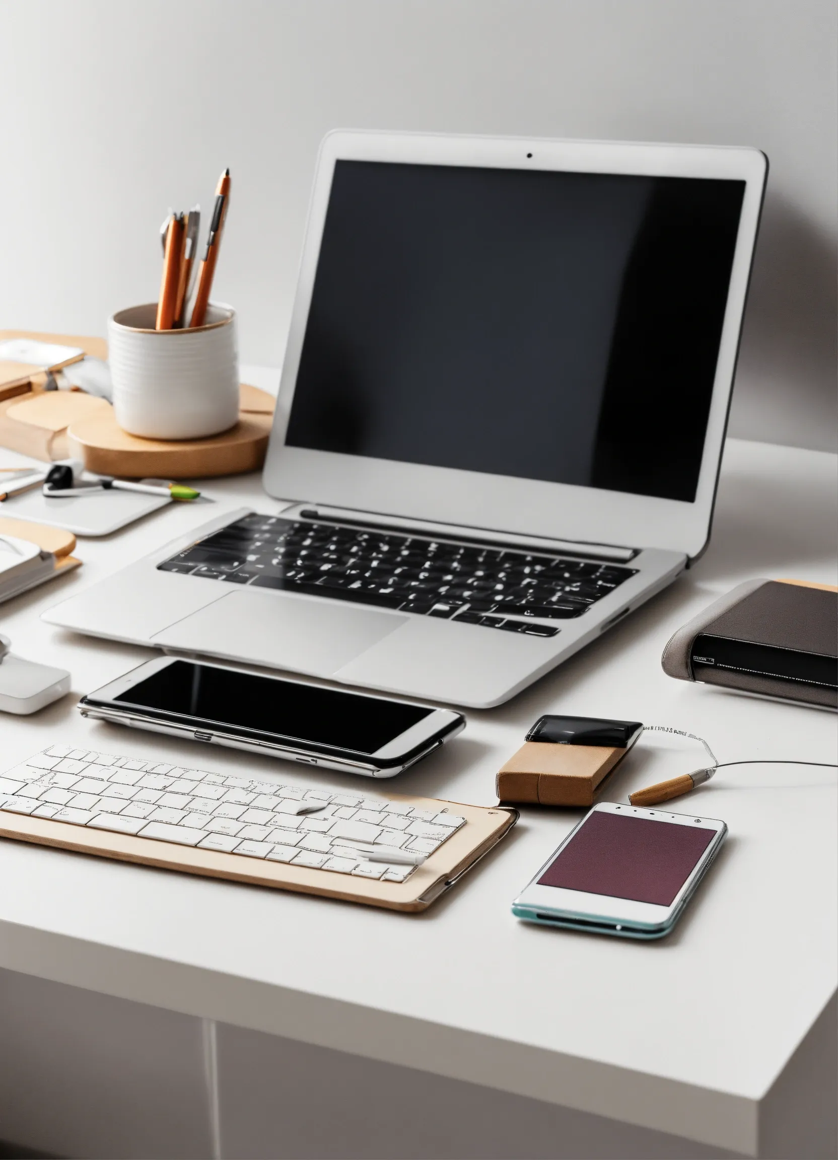 Cluttered writing desk with papers and books piled high